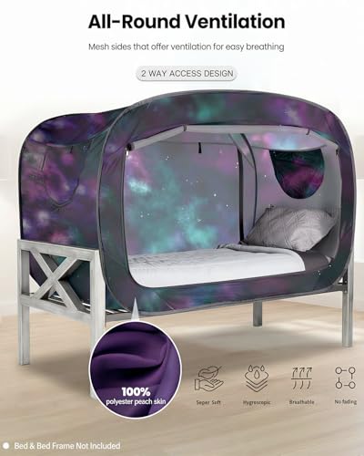 ANC POP Bed Tent Full Bed Canopy Portable Dream Tent for Adult Indoor Sleeping Tents with 2 Doors Breathable Private Space Tents, Galaxy - Image 3