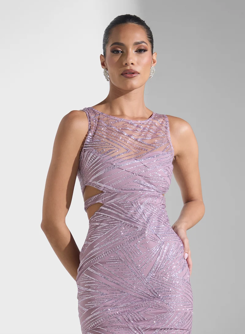 Namshi x Cutout Sleeveless Gown Dress