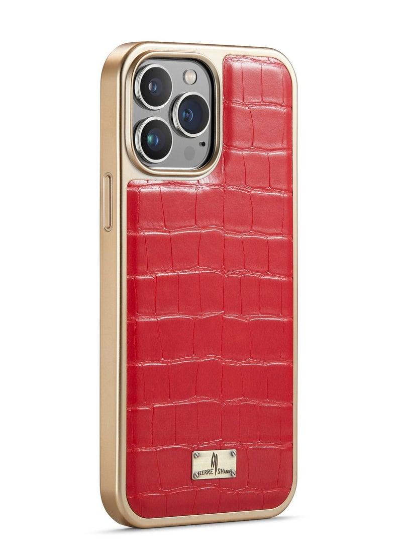 Suteni Electroplating Back Cover Crocodile Leather Phone Case for iPhone - Image 1