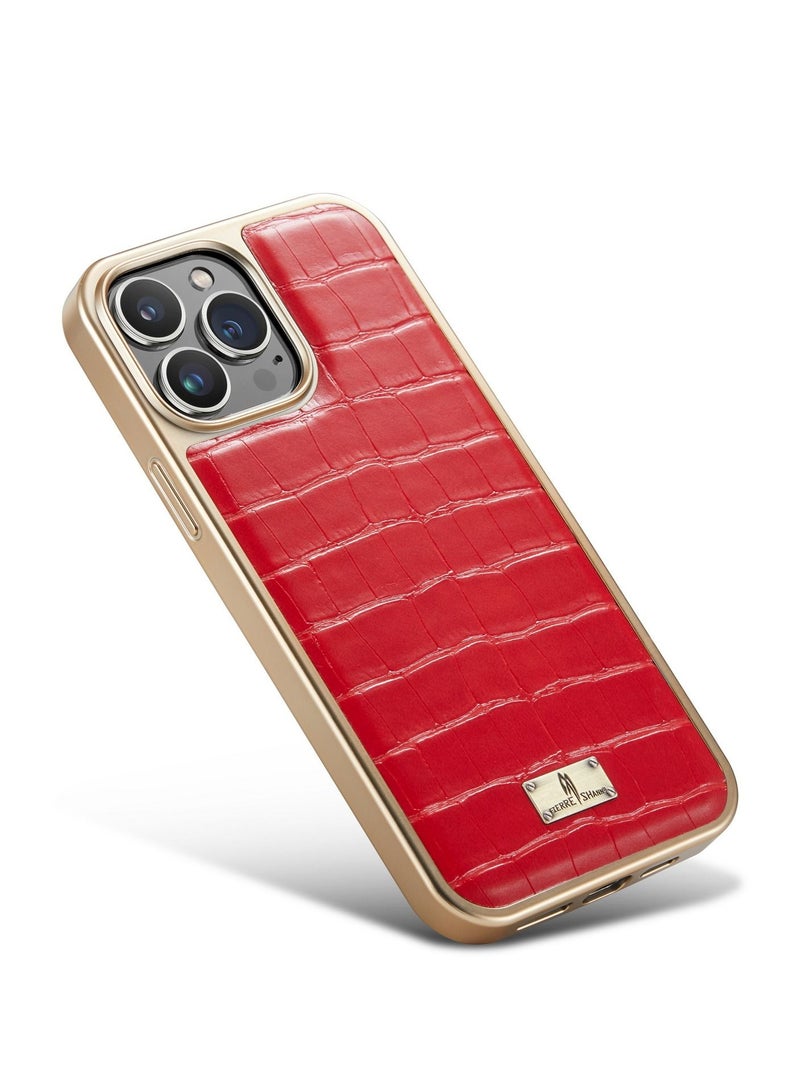 Suteni Electroplating Back Cover Crocodile Leather Phone Case for iPhone - Image 3