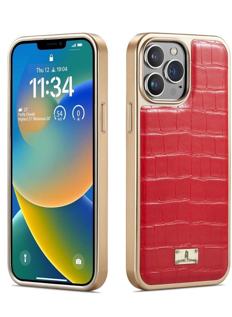 Suteni Electroplating Back Cover Crocodile Leather Phone Case for iPhone - Image 2