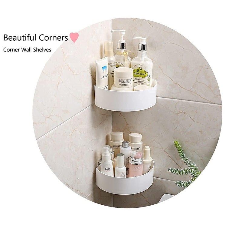 Hetvin Plastic Self-Draining Corner Shelf for Kitchen/Bathroom - Wall Mounted Triangle Storage Rack with Adhesive Mount - Waterproof & Rustproof Organizer for Soap, Sponge & Bottles - Image 4