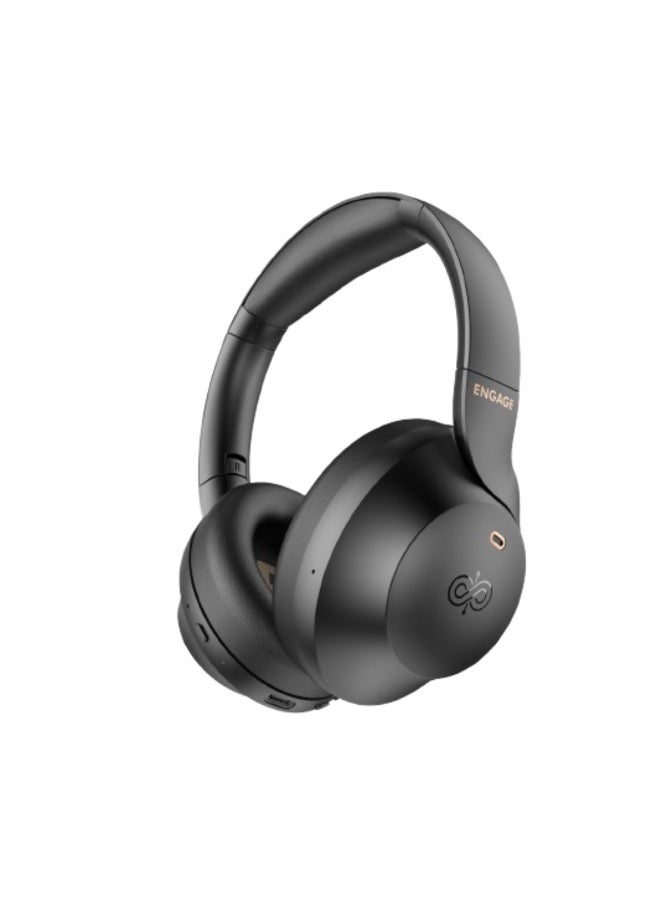 Engage Hybrid ANC E10 Wireless Headphone, Hybrid Active Noise Cancellation, Bluetooth 5.3 Technology, Clear Hands-Free Calls, High-Fidelity Audio, Deep Bass & Long Battery Life, Black