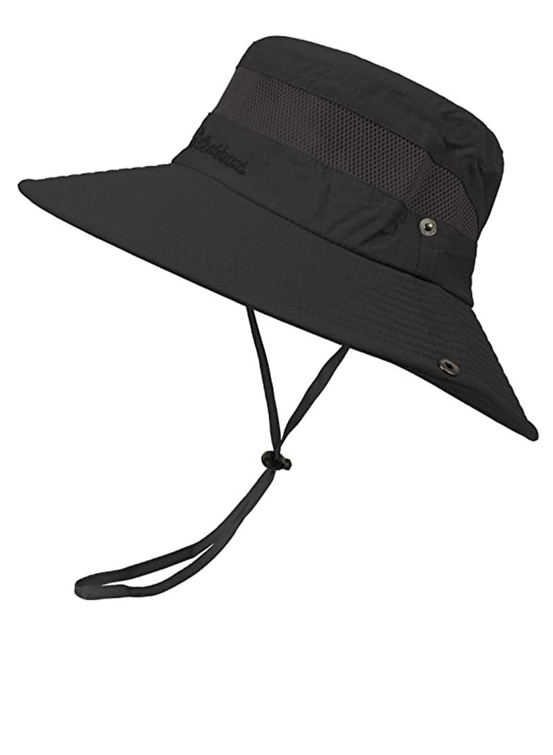 SYOSI Fishing Hats for Men Women Wide Brim Mens Summer Sun Hats Bucket Cap Outdoor Black 1 Top - Image 3