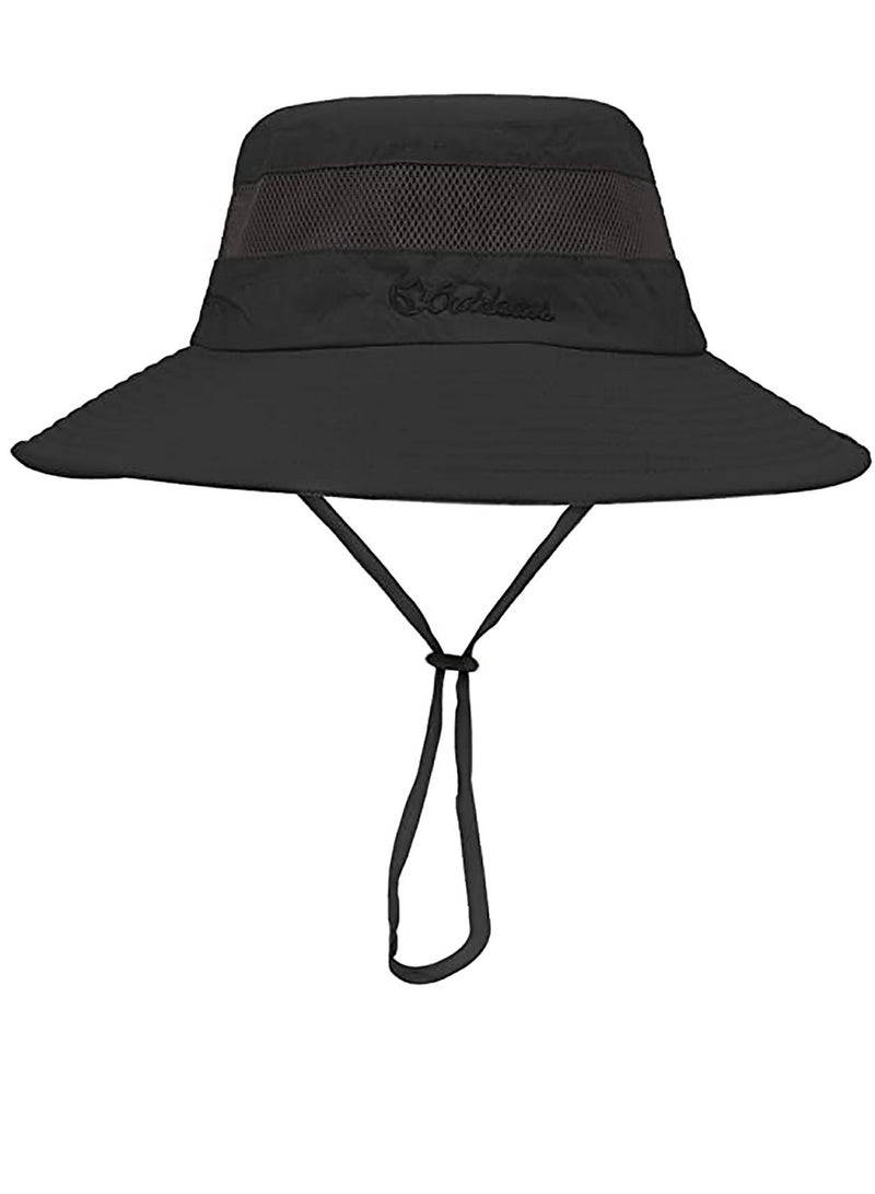 SYOSI Fishing Hats for Men Women Wide Brim Mens Summer Sun Hats Bucket Cap Outdoor Black 1 Top - Image 1