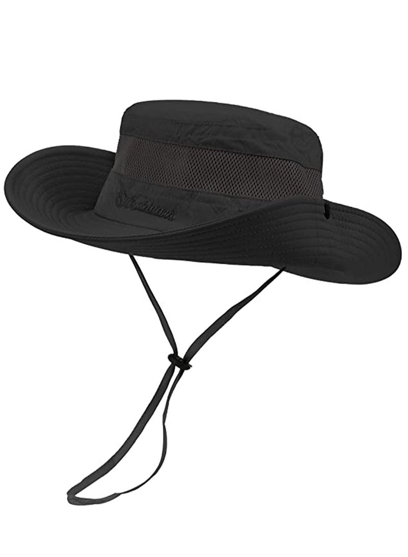 SYOSI Fishing Hats for Men Women Wide Brim Mens Summer Sun Hats Bucket Cap Outdoor Black 1 Top - Image 2
