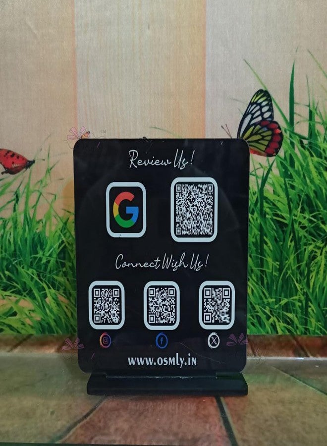 OSMLY Google review stand/scanner with LOGO, QR code, Double Sided QR Printed Plaque - Image 1