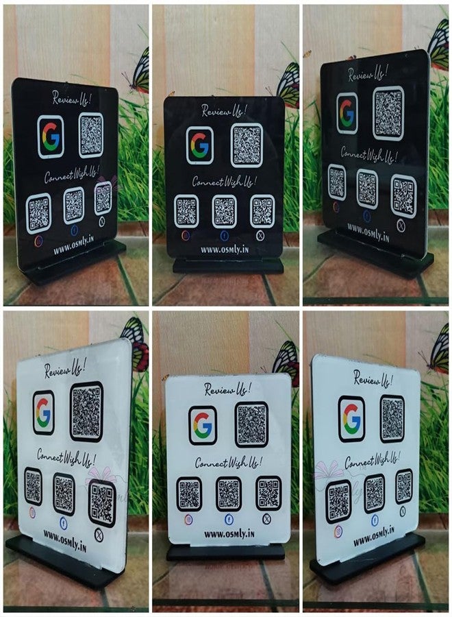 OSMLY Google review stand/scanner with LOGO, QR code, Double Sided QR Printed Plaque - Image 3