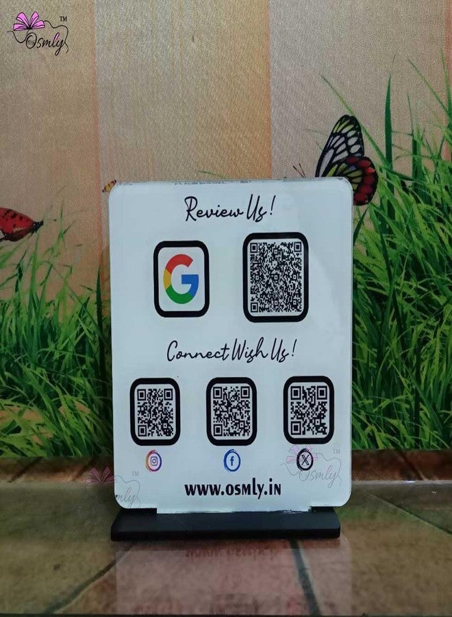 OSMLY Google review stand/scanner with LOGO, QR code, Double Sided QR Printed Plaque - Image 2