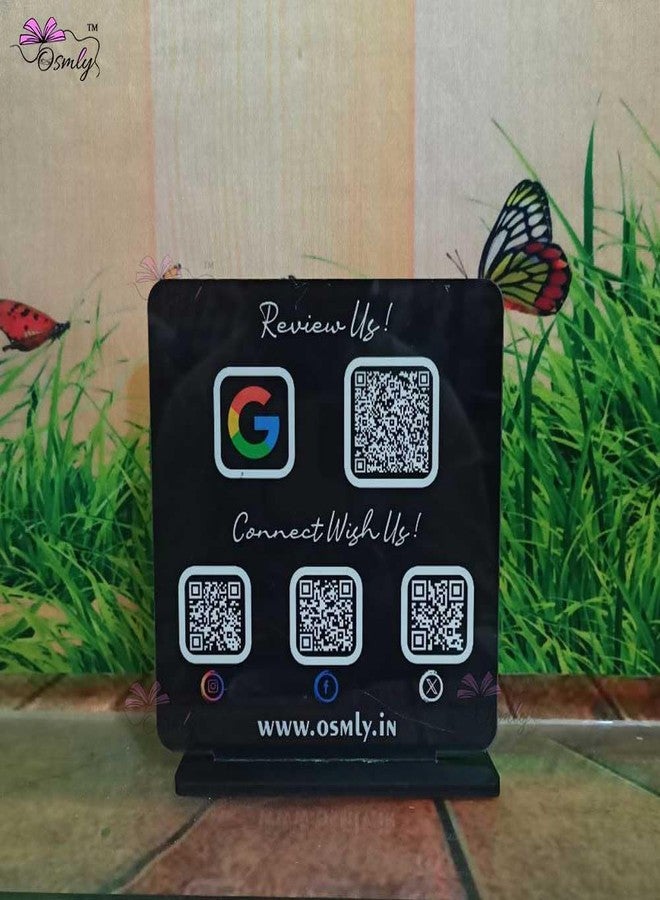 OSMLY Google review stand/scanner with LOGO, QR code, Double Sided QR Printed Plaque - Image 5