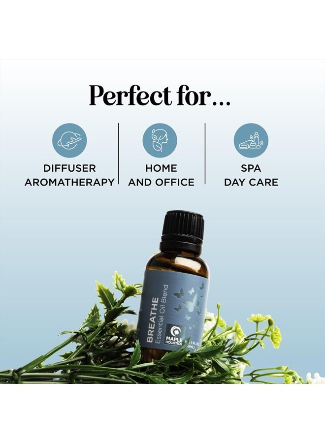 Maple Holistics Breathe Blend Essential Oil for Diffuser - Invigorating Breathe Essential Oil Blend with Eucalyptus Peppermint Tea Tree and Mint Essential Oils for Diffusers for Home and Shower Aromatherapy - Image 2