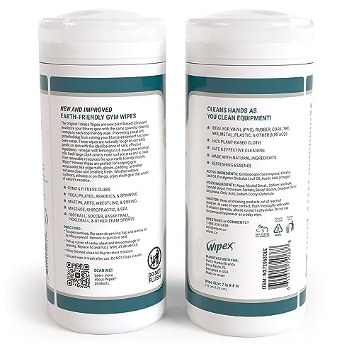 Wipex Fitness Equipment Wipes - EWG Verified - 50 Ct Original Natural Plant Based Gym Wipes for Equipment, Clean Surfaces at Home or Gym, Use as a Yoga Mat Cleaner, Lemongrass, Eucalyptus & Vinegar - Image 5