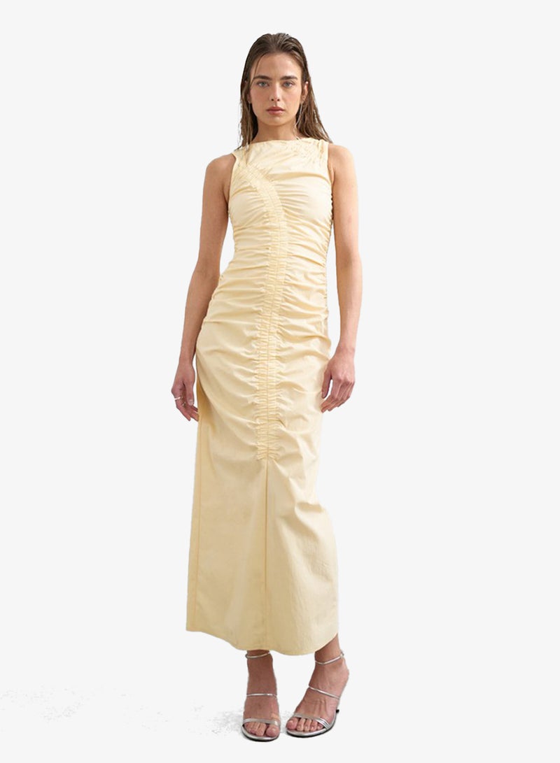 TOPSHOP Ruched Sl Midi Woven Dress - Image 1