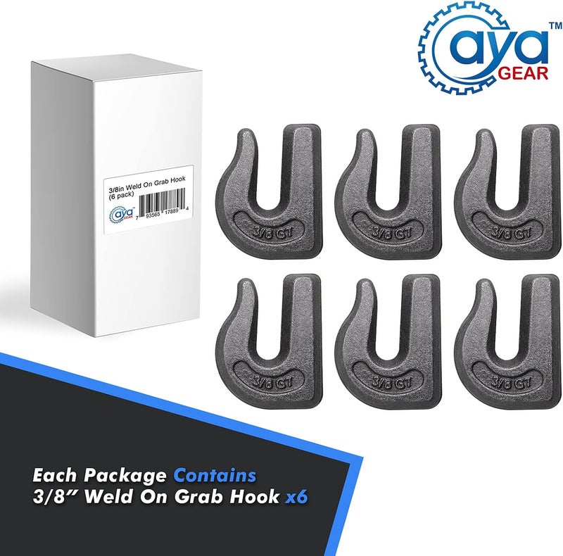 AYA GEAR Weld-on Grab Chain Hook 3/8-in Heavy Duty Tow Hook G70 Forged Steel (6Pcs) - Image 2