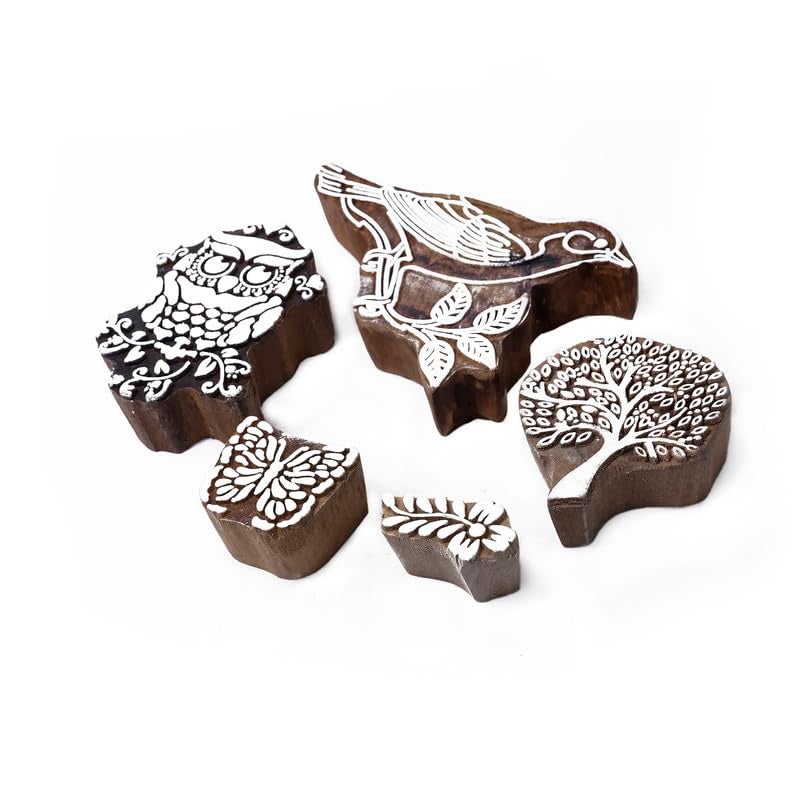 TWOGRAMS | Set of 5 | Wooden Indian Traditional Design Printing Stamps/Blocks for Printing Saree Border/Dresses/Craft Card Making/Scrapbook/Clay Pottery - Image 2