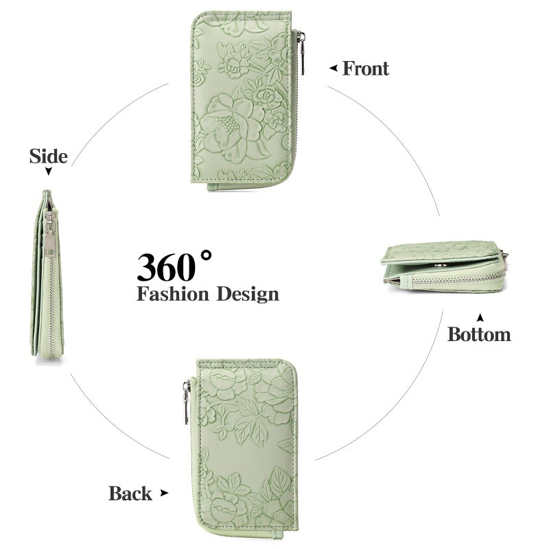 GAEKEAO Small Credit Card Holder Wallet for Women RFID Leather Slim Wristlet Keychain Wallets With Zipper Pocket - Image 3