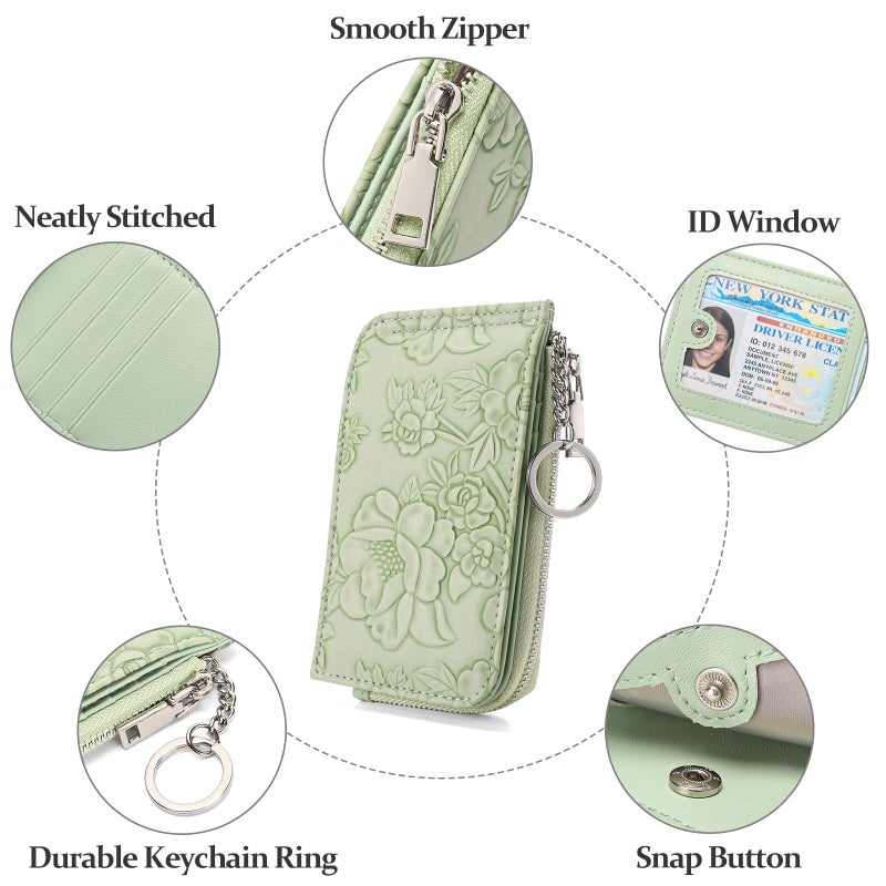 GAEKEAO Small Credit Card Holder Wallet for Women RFID Leather Slim Wristlet Keychain Wallets With Zipper Pocket - Image 5