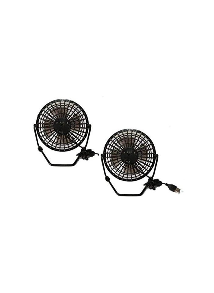 Generic Set of 2 Mini USB Desk Fans – Portable and Quiet Cooling Fans for Office or Laptop – Black 