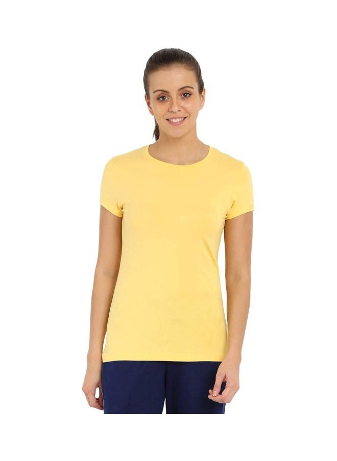 JOCKEY - Jockey Women Cotton Round Neck T Shirt 1515 0105 BACRM Banana Cream Large - Image 1