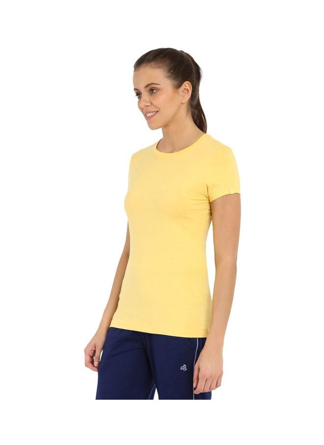 JOCKEY - Jockey Women Cotton Round Neck T Shirt 1515 0105 BACRM Banana Cream Large - Image 1