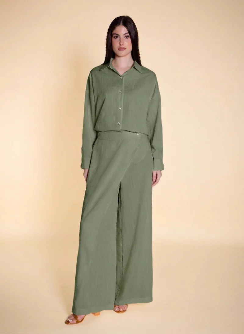 SHAPES DETAILED FLOWY SHIRT SET