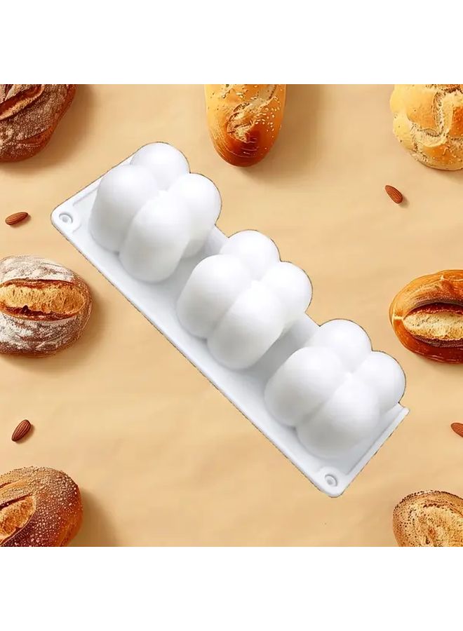 White Magic Cube 3 Hole Silicone Baking Mold Non Stick Heat Resistant 428F - Image 1