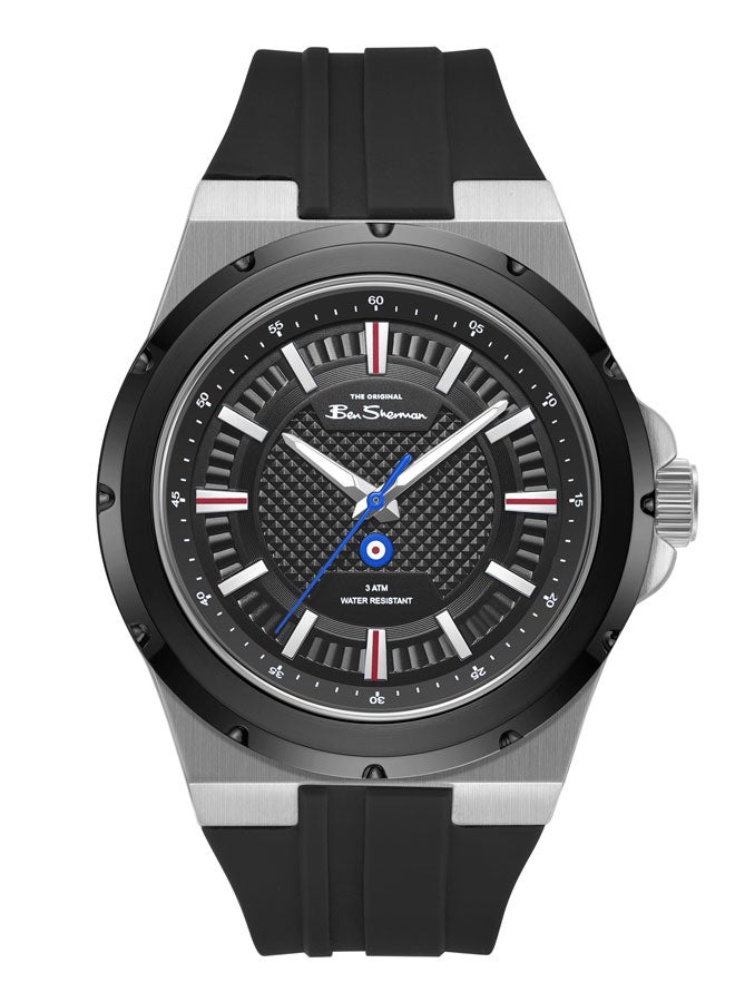 Ben Sherman Gloucester Black Dial Black Silicone Strap Analog Watch for Men, 43mm - Image 1