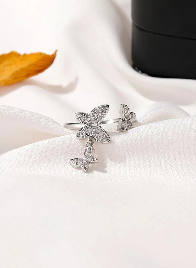 Take Two Silver Butterfly Dangle Ring