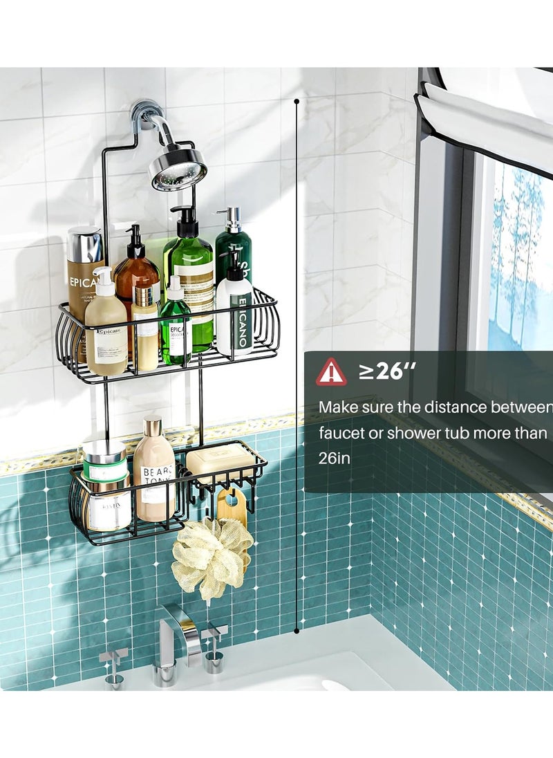Generic - Shower Caddy Hanging, Anti-Swing Over Head Shower Caddy Rustproof with Hooks for Towels, Sponge and More, Matte Black - Image 1