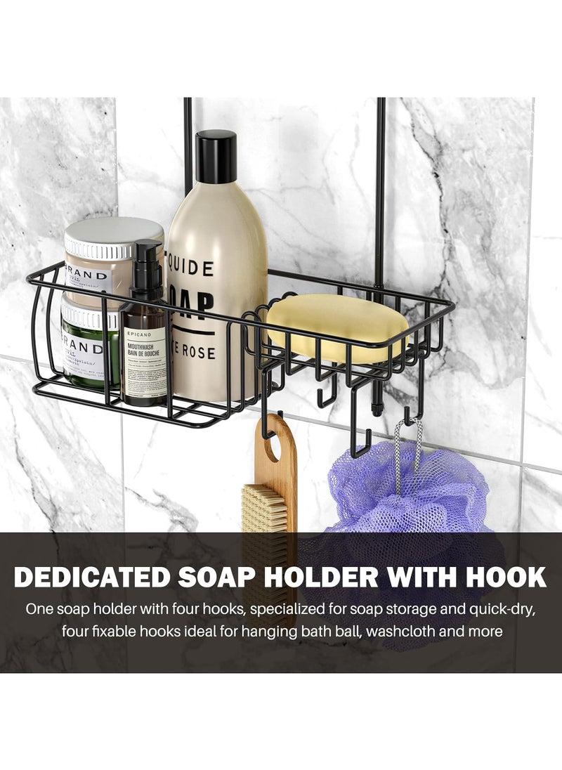 Generic - Shower Caddy Hanging, Anti-Swing Over Head Shower Caddy Rustproof with Hooks for Towels, Sponge and More, Matte Black - Image 1