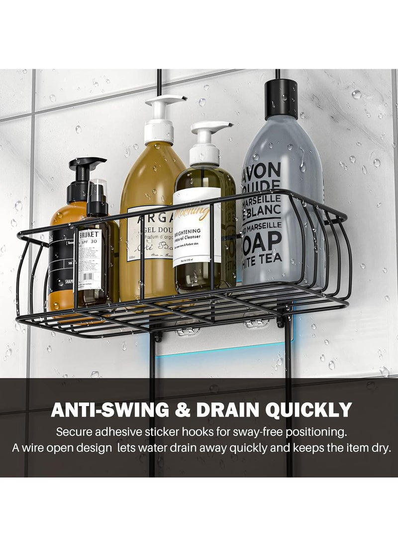 Generic - Shower Caddy Hanging, Anti-Swing Over Head Shower Caddy Rustproof with Hooks for Towels, Sponge and More, Matte Black - Image 1