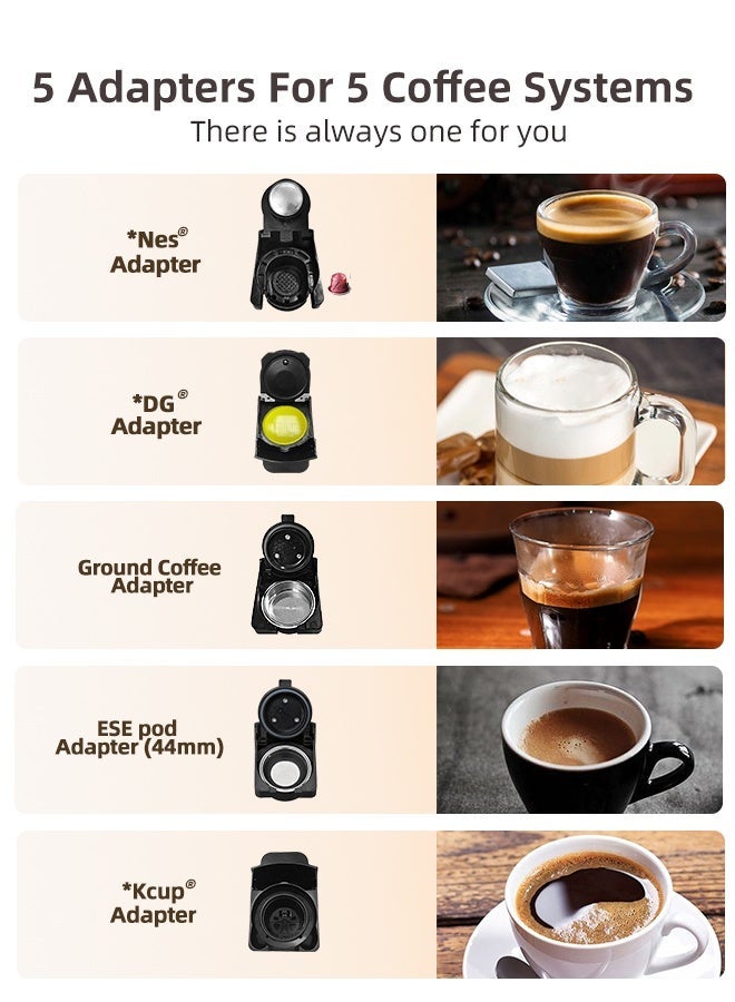 هيبرو ماكينة قهوة هاي برو متعددة الكبسولات، كبسولات ساخنة/باردة، كبسولات ESE، قهوة مطحونة، 5 في 1، رمادي H2B - Image 5