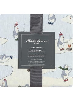 Eddie Bauer Eddie Bauer - Full Sheets, Cotton Flannel Bedding Set, Brushed for Extra Softness, Cozy Home Decor (Skating Penguin, 4 pcs, Full)  - Image 4