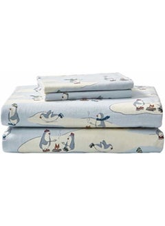 Eddie Bauer Eddie Bauer - Full Sheets, Cotton Flannel Bedding Set, Brushed for Extra Softness, Cozy Home Decor (Skating Penguin, 4 pcs, Full)  - Image 2