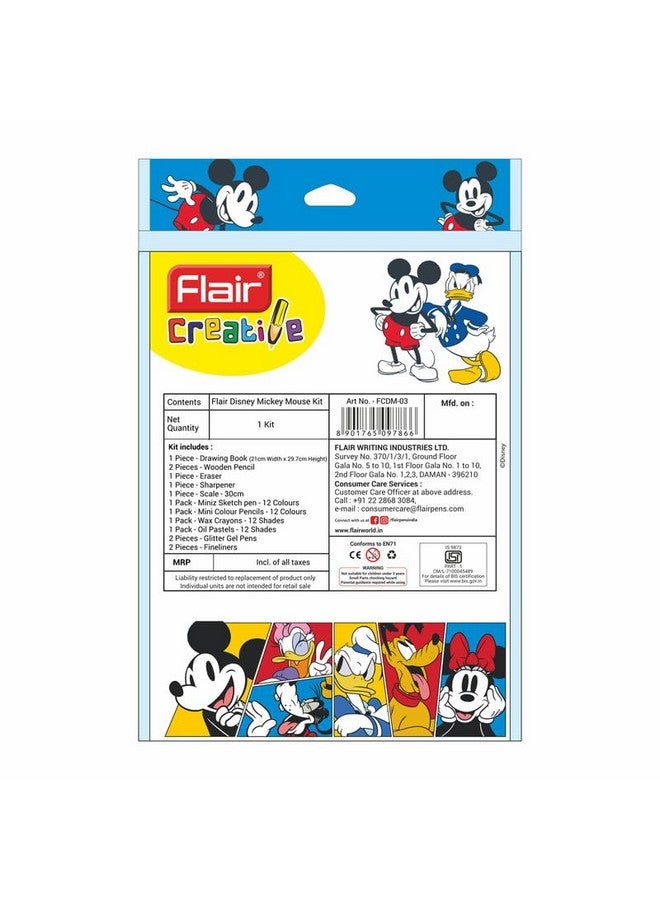 Flair Flair Creative Series Disney Mickey Mouse Stationery Kit | Combination of 58 Assorted Items | Smart Kit for Your Creative Need & Fun Learning | Ideal Gift Set for Kids | Pack of 1 - Image 2