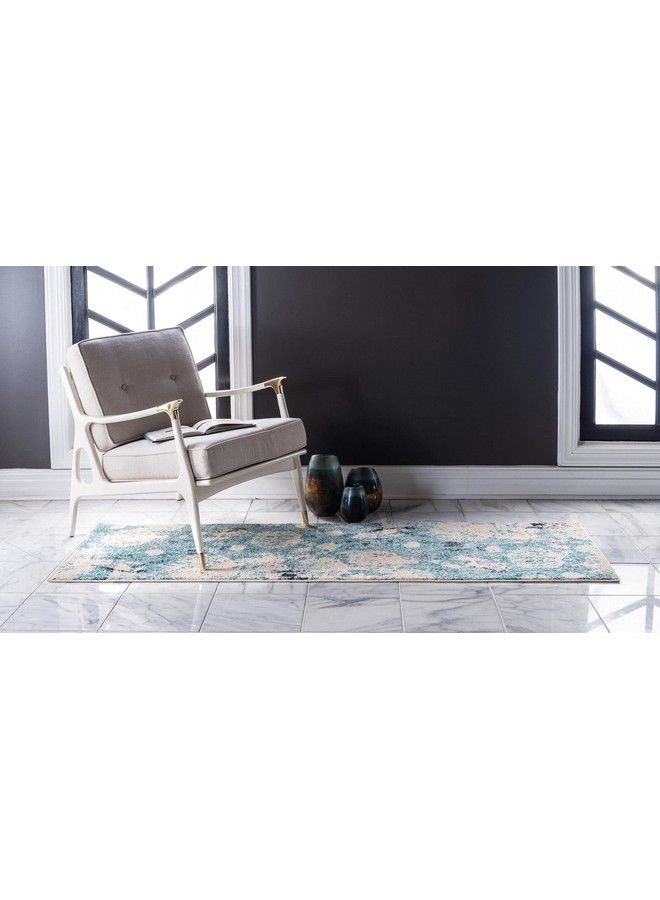 Unique Loom Positano Collection Coastal Modern Coral Lobster Shells Light Blue Runner Rug (2' X 7') - Image 4