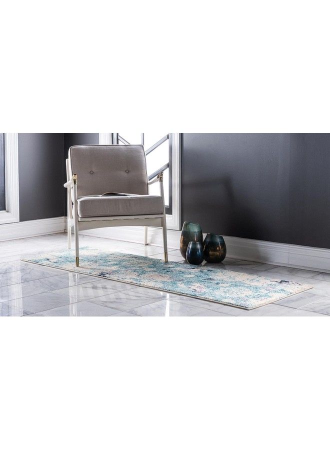 Unique Loom Positano Collection Coastal Modern Coral Lobster Shells Light Blue Runner Rug (2' X 7') - Image 3