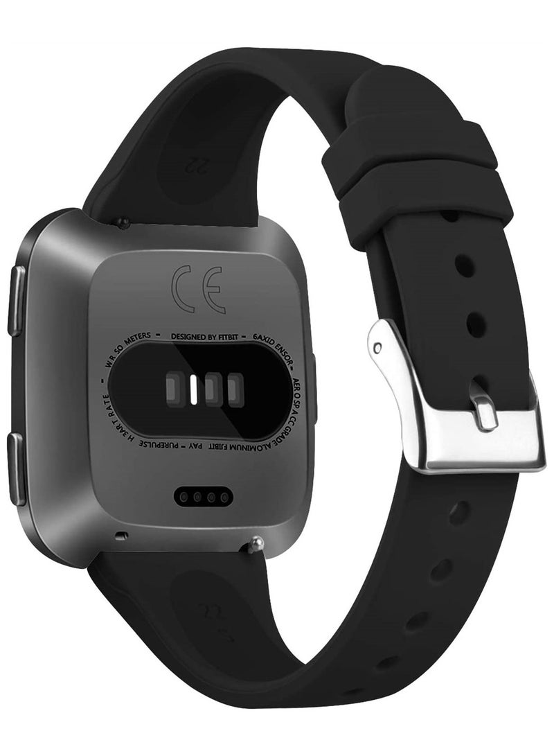 أشرطة رياضية متوافقة مع Fitbit Versa 2 وVersa وVersa Lite وVersa SE، بدائل ناعمة من السيليكون لساعات اليد الذكية Fitbit Versa للنساء والرجال (3 عبوات، أسود ورمادي وأبيض) - Image 5