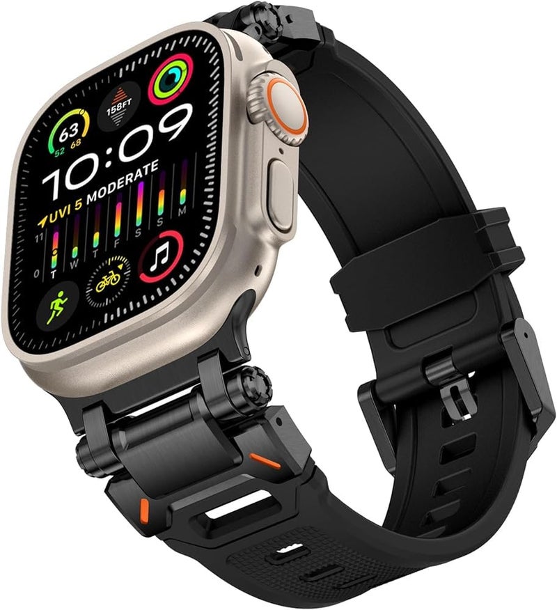 Dado Luxury Rubber Strap with Metal Connector, Compatible with Apple Watch Series Ultra 2 10 9 8 7 6 49/46/45/44/42mm - Image 1