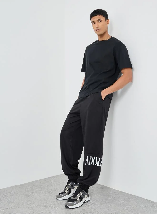 Styli Styli Oversized Joggers with Placement Print