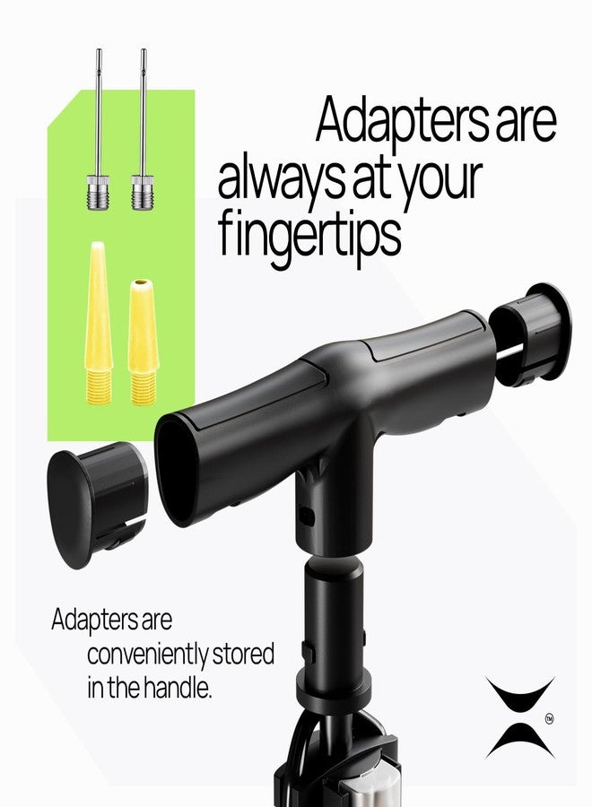 panaride Bike Pump with Gauge - Floor Bike Pumps for Road & Mountain Bikes, Presta & Schrader Valve, 160 PSI, 2-Inch Dial, Includes Needle & Ball Adapters, Foldable Footrest, Angle Adapter - Image 4