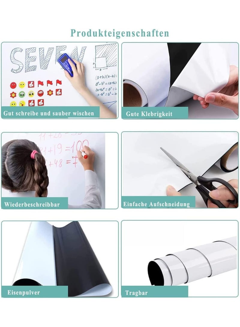 ورق لوح أبيض مغناطيسي، مقاس ٦٠ × ٩٠ سم، صفائح ألواح قابلة للمسح الجاف ذاتية اللصق للتركيب الذاتي، فيلم لوح أبيض يلصق على الحائط للمكتب والمنزل والمدرسة - Image 4