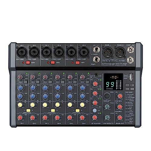 Weymic ASeries Professional Mixer for Recording DJ Stage Karaoke Music Application wUSB Drive for Computer Recording Input XLR Microphone Jack 48V Power RCA Output for Professional 10Channel - Image 1