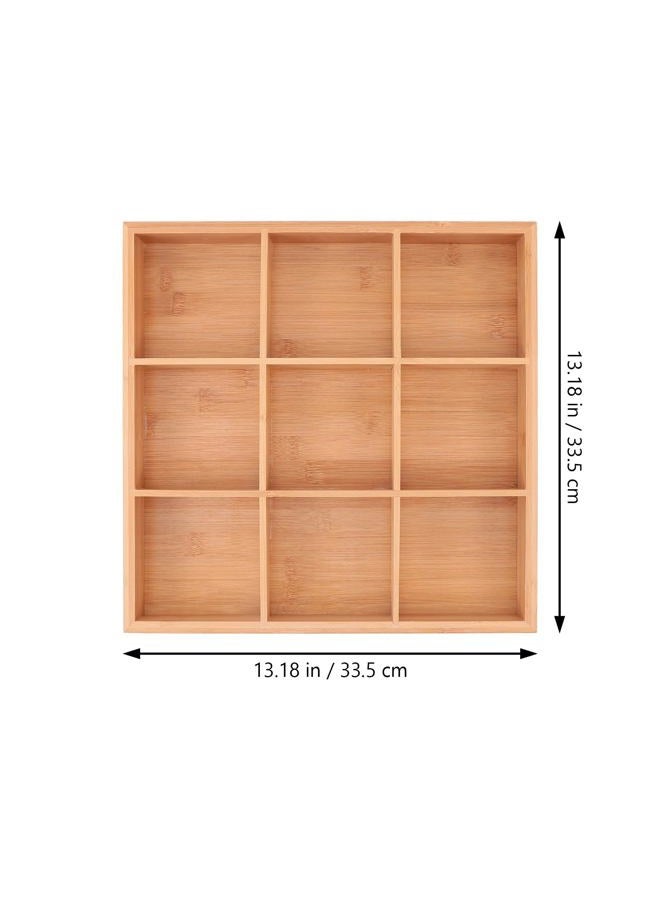 Cabilock 9-Compartments Wooden Divided Tray Shallow: Multifunction Drawer Organizer Veggie Serving Tray Divided Platter Food Server with Handle Candy Bowl Sushi Plate for Japanese Taco Dip Parties Chip Bowls - Image 4
