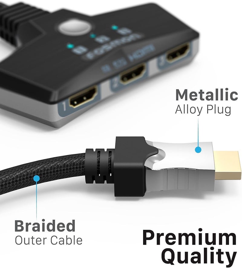 Fosmon 4K HDMI Switch 3 in 1 out 4K@60Hz, 3-Port HDMI Switcher HD 1080P 60Hz HDCP 2.2, HDMI Splitter Hub Compatible with HDTV, PS5/4, Xbox, Fire Stick - Image 4