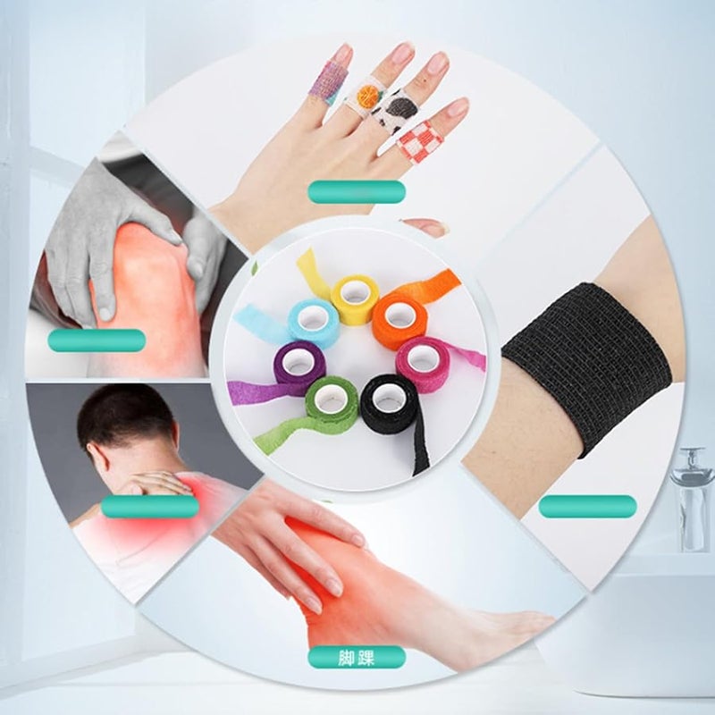 ضمادة مرنة متماسكة زرقاء سماوية 5 قطع شريط طبي مرن للإسعافات الأولية للرياضة واللياقة البدنية - Image 4