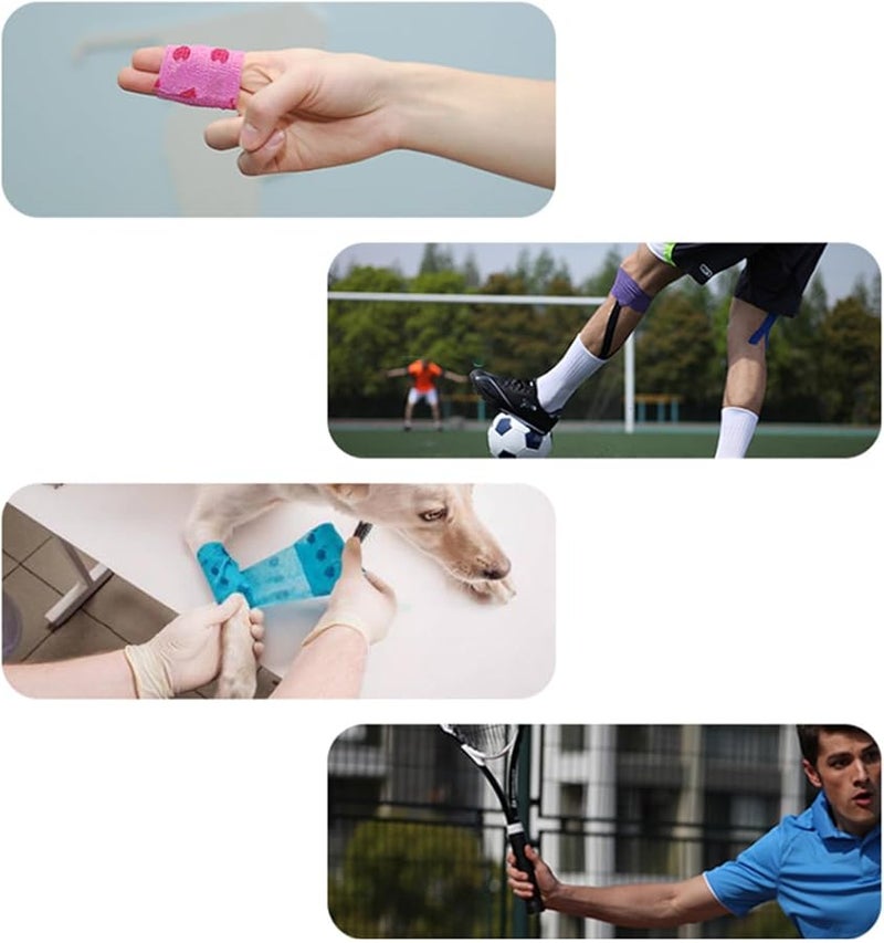 ضمادة مرنة متماسكة زرقاء سماوية 5 قطع شريط طبي مرن للإسعافات الأولية للرياضة واللياقة البدنية - Image 3