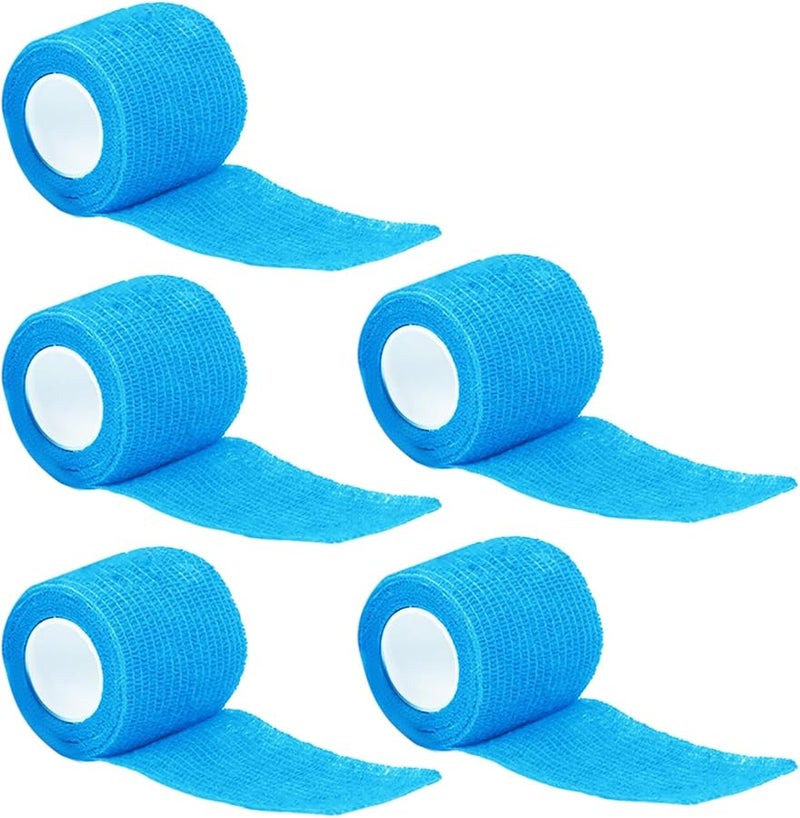 ضمادة مرنة متماسكة زرقاء سماوية 5 قطع شريط طبي مرن للإسعافات الأولية للرياضة واللياقة البدنية - Image 1