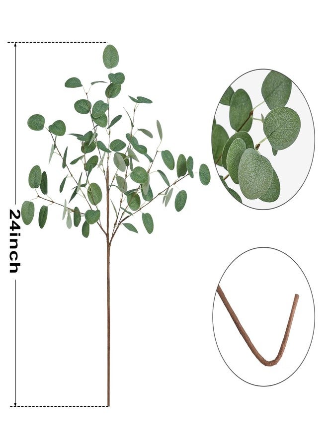 Bessol Artificial Eucalyptus Stems 24'' 5Pcs Fake Plants Greenery for Vase, Faux Eucalyptus Stems for Home Decor, Bathroom, Office, Coffee Table & Farmhouse Centerpiece Decorations - Image 2