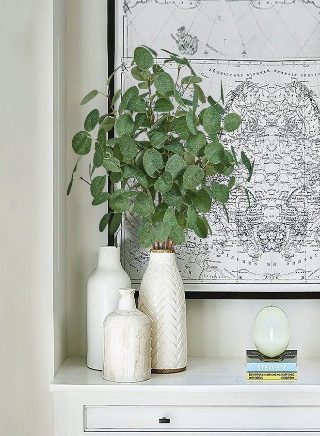 Bessol Artificial Eucalyptus Stems 24'' 5Pcs Fake Plants Greenery for Vase, Faux Eucalyptus Stems for Home Decor, Bathroom, Office, Coffee Table & Farmhouse Centerpiece Decorations - Image 5